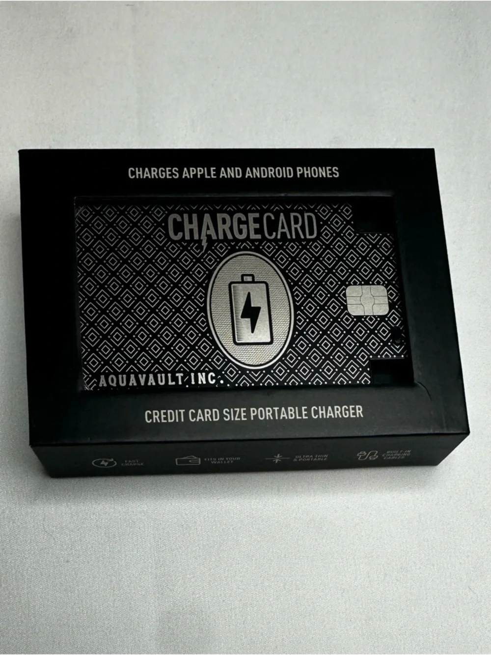 ChargeCard Credit Card Size Portable Charger - Black & Silver